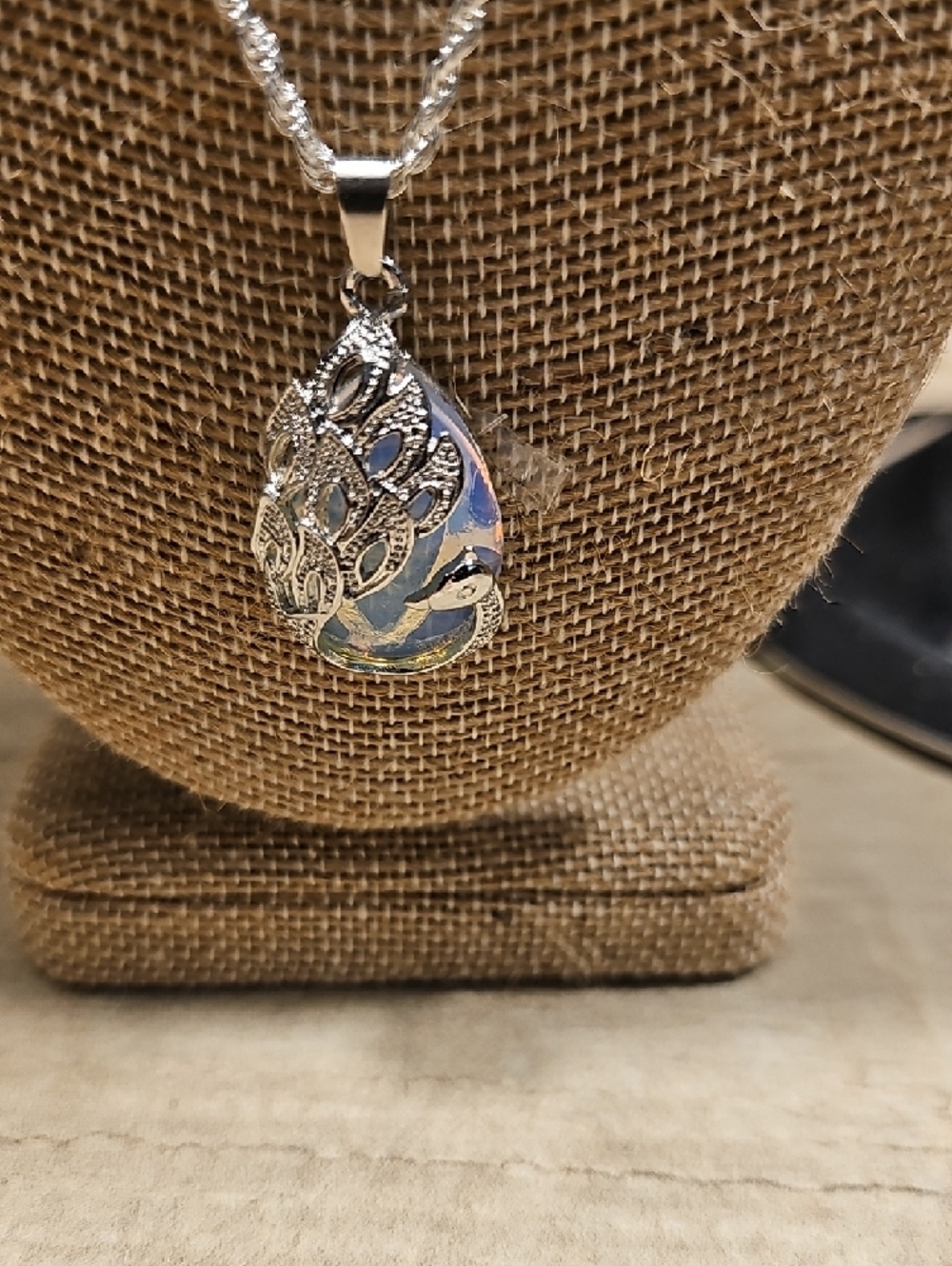 Sterling Silver Teardrop Pendant Necklace - Silver